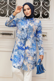 Modest İndigo Blue Tunic 11707IM - 1