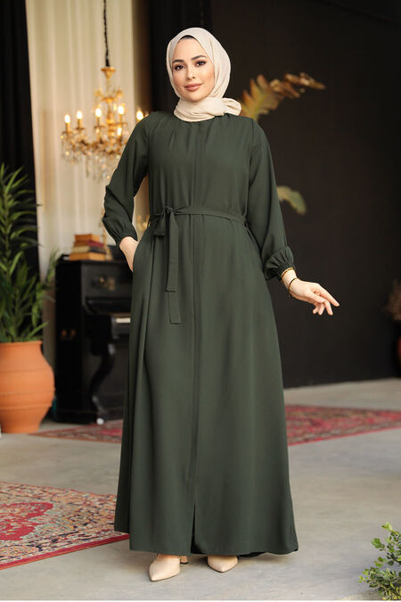 Modest Khaki Abaya For Women 62601HK - NEVA STYLE