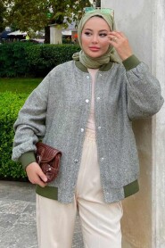 Modest Khaki Bomber Jacket 9263HK - 1