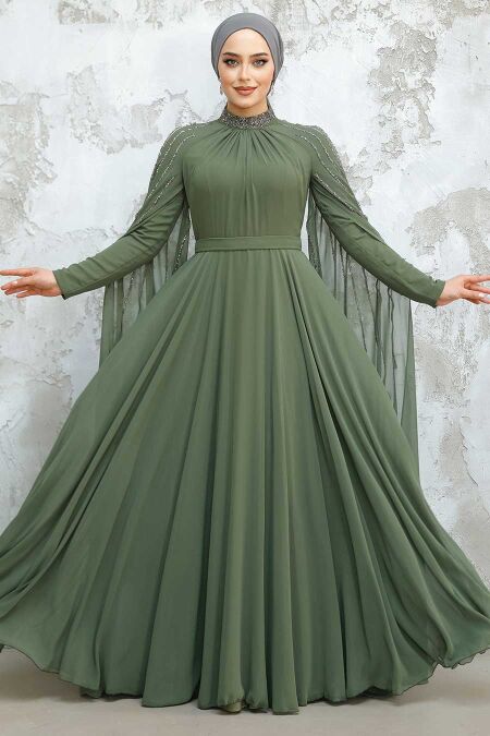 Modest Khaki Bridesmaid Dress 47381HK - NEVA STYLE
