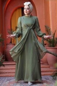Modest Khaki Bridesmaid Gown 52223HK - 2