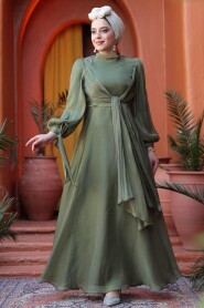 Modest Khaki Bridesmaid Gown 52223HK 