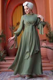 Modest Khaki Bridesmaid Gown 52223HK - 3