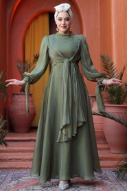 Modest Khaki Bridesmaid Gown 52223HK - 4