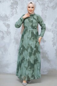 Modest Khaki Chiffon Dress 34469HK - 2