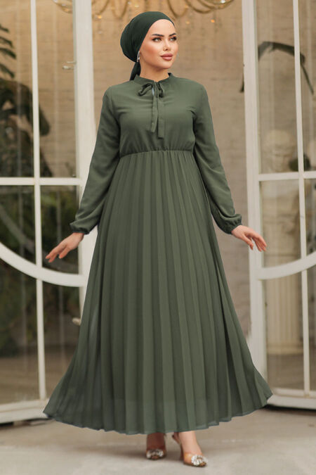 Modest Khaki Chiffon Maxi Dresses 50351HK - NEVA STYLE