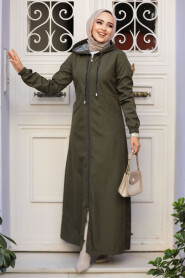 Modest Khaki Coat 62091HK - 2