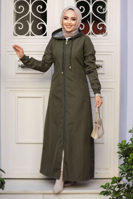 Modest Khaki Coat 62091HK - NEVA STYLE