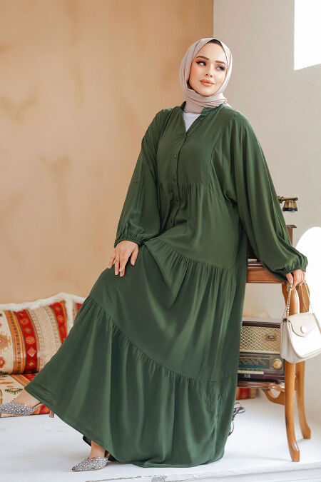 Modest Khaki Dress For Women 20612HK - NEVA STYLE