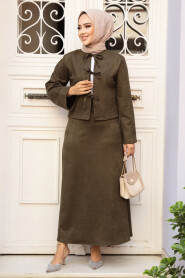 Modest Khaki Dual Skirted Suit 50941HK - 2