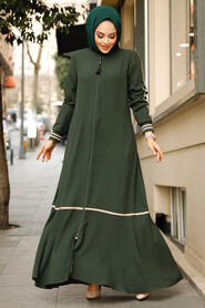 Modest Khaki Dubai Abaya 62101HK - 2