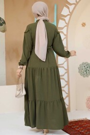 Modest Khaki Eid Dress 10334HK - 3