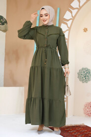 Modest Khaki Eid Dress 10334HK - 2