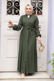 Modest Khaki Eid Dress 23929HK - 2