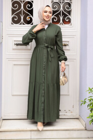 Modest Khaki Eid Dress 23929HK - 3