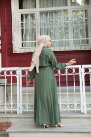 Modest Khaki Eid Dress 7238HK - 4