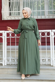 Modest Khaki Eid Dress 7238HK - 2