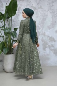 Modest Khaki Elegant Evening Gown 4908HK - 5