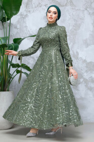 Modest Khaki Elegant Evening Gown 4908HK - 2