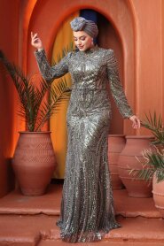 Modest Khaki Engagement Dress 50651HK - 2