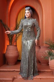 Modest Khaki Engagement Dress 50651HK - 4