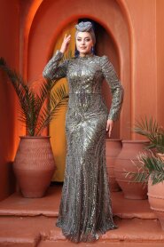 Modest Khaki Engagement Dress 50651HK - 1