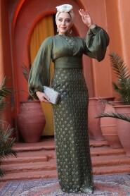 Modest Khaki Engagement Gown 4961HK - 3