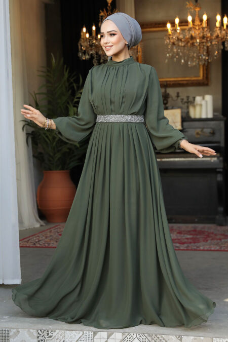 Modest Khaki Evening Dress 25888HK - NEVA STYLE