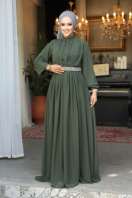 Modest Khaki Evening Dress 25888HK - 2