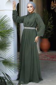 Modest Khaki Evening Dress 25888HK - 3