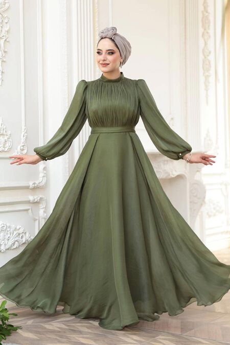 Modest Khaki Evening Dress 51072HK - NEVA STYLE