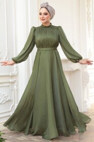 Modest Khaki Evening Dress 51072HK - 2