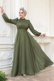 Modest Khaki Evening Dress 51072HK - 4