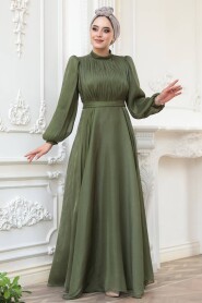 Modest Khaki Evening Dress 51072HK - 3