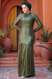 Modest Khaki Evening Dress 52057HK - 5