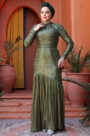 Modest Khaki Evening Dress 52057HK - 3