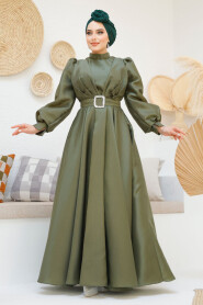 Modest Khaki Evening Gown 45295HK - 2