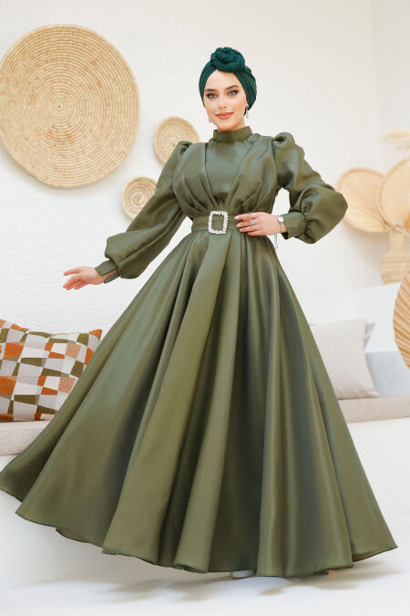 Modest Khaki Evening Gown 45295HK - NEVA STYLE