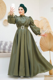 Modest Khaki Evening Gown 45295HK - 4