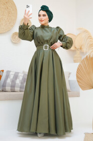 Modest Khaki Evening Gown 45295HK - 5