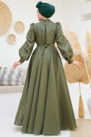 Modest Khaki Evening Gown 45295HK - 6