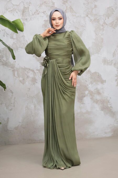 Modest Khaki Evening Gown 51203HK - NEVA STYLE
