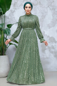 Modest Khaki Evening Gown With Long Sleeve 44961HK 