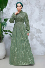 Modest Khaki Evening Gown With Long Sleeve 44961HK - 2