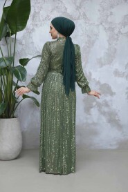 Modest Khaki Evening Gown With Long Sleeve 44961HK - 4