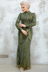 Modest Khaki Evening Long Dress 47631HK - 2