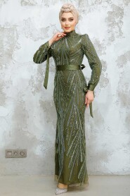 Modest Khaki Evening Long Dress 47631HK - 1