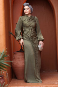 Modest Khaki Evening Long Dress 50781HK - 2