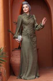 Modest Khaki Evening Long Dress 50781HK - 3