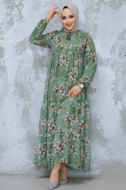 Modest Khaki Floral Dress 22053HK 